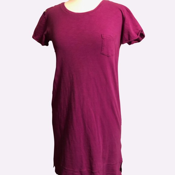 Purple cotton Mini dress with Brass buttons - Picture 1 of 5
